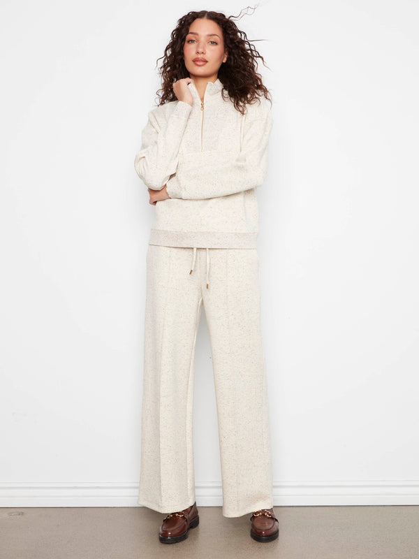 Soft Scuba Wide Leg Jogger Pants - Cookie & Cream
