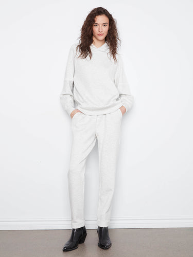 Full-length jogger pants in heather-light grey with elastic waist for a relaxed fit, ideal for any occasion by Charlie B.