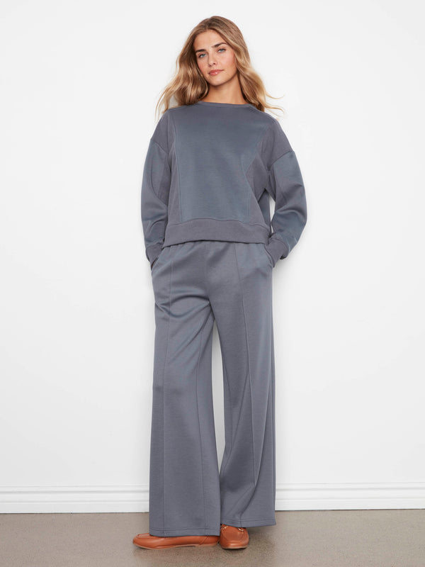 Soft Scuba Wide Leg Jogger Pants - Graphite