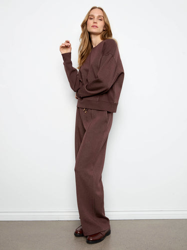 Soft crew neck sweatshirt with a relaxed fit in espresso hue by Charlie B.