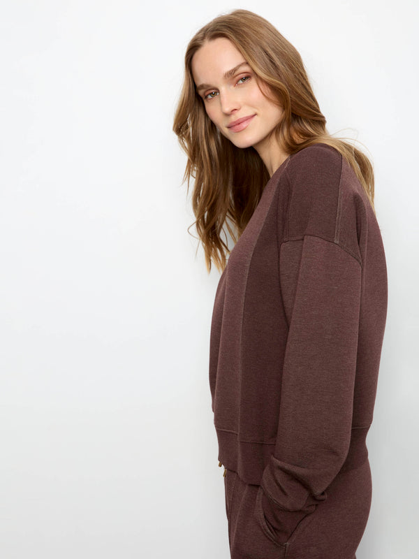 Soft Scuba Crew Neck Sweatshirt - Heather Espresso