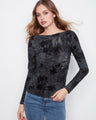 Midnight floral top with a slim fit and elegant side ruching, perfect for a chic look, by Charlie B.