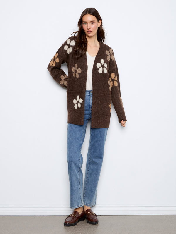 Floral Bouclé Cardigan - Heather Cocoa