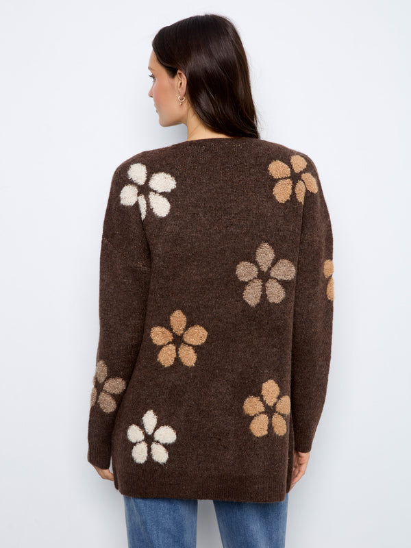Floral Bouclé Cardigan - Heather Cocoa