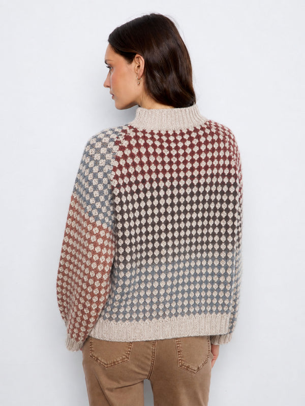 Mock Neck Knit Sweater - Multicolor