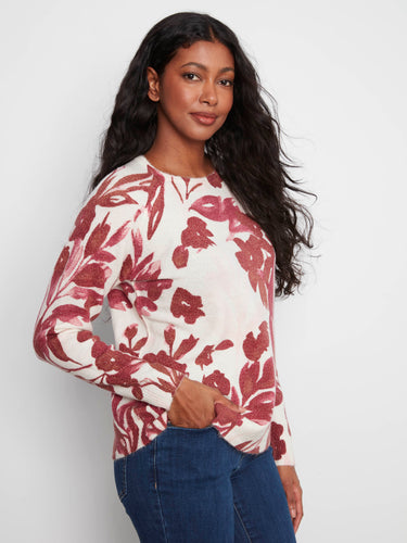 Stylish reversible design on this floral sweater, perfect for versatile looks by Charlie B.