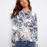 Crew neck sweater with Rococo print and intricate design, perfect for a stylish look by Charlie B.