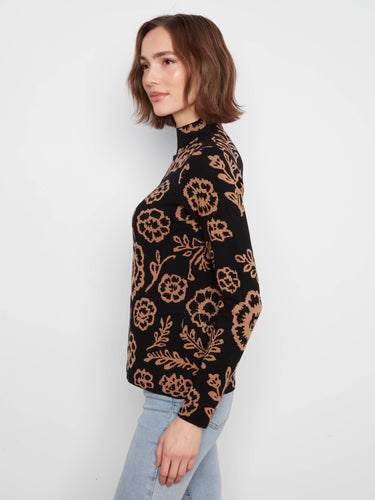 Floral pattern enhances the charm of this long sleeve reversible sweater for versatile wear by Charlie B.