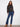 Elegant sweater in heather charcoal with vibrant floral embroidery and elastic cuffs by Charlie B.