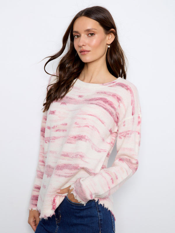 Reversible Printed Plush Sweater - Rosewood