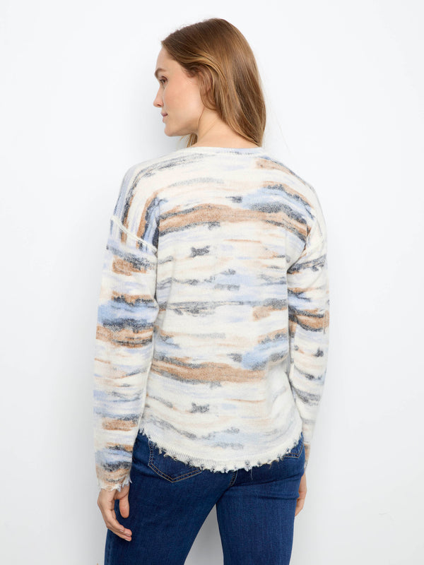 Reversible Printed Plush Sweater - Stream