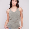 Celadon knit camisole with chevron pointelle pattern by Charlie B.