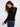 Stylish black long-sleeve with notched neckline and ribbed texture for added detail by Charlie B.