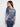 Long-sleeved reversible sweater in denim blue adorned with delicate floral patterns by Charlie B.