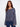 This sweater boasts long sleeves in a blue multi-tone crochet pattern, made with novelty yarn by Charlie B.