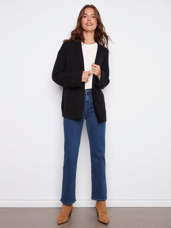 Patch Pocket Cardigan - Black