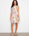 Floral dress with a crew neckline and vibrant design, highlighting its knee-length cut. Perfect for casual outings by Charlie B.