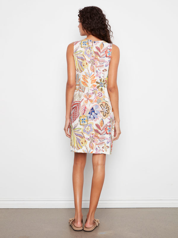 Printed Sleeveless Linen Blend Dress - Maui