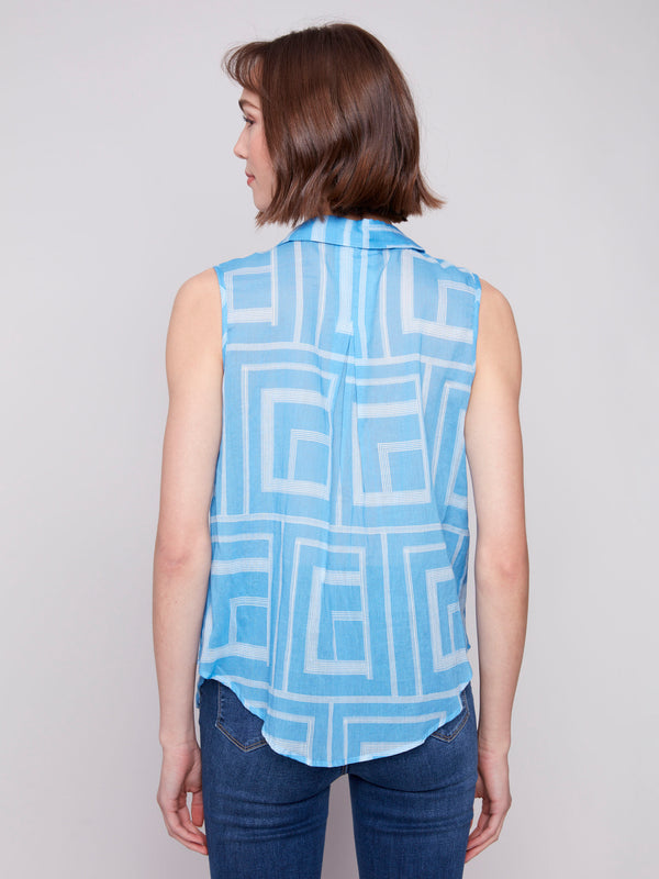 Button-down bluebell shirt with a stylish geometric print by Charlie B.