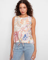 Floral Maui print top featuring a crew neckline and sleeveless design, perfect for a casual day out. By Charlie B.