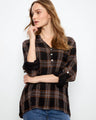 Plaid shirt featuring a stylish Henley neckline and half-button placket, perfect for versatile styling by Charlie B.