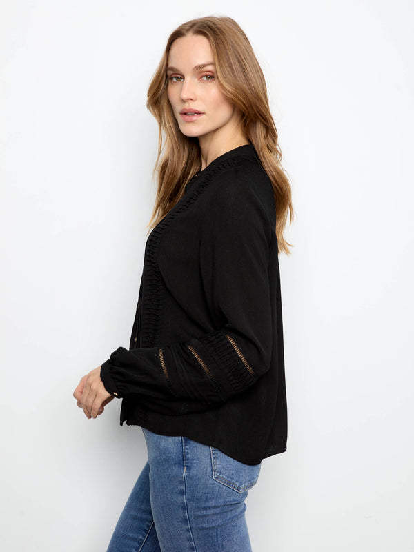 Pleated Crepe Blouse - Black