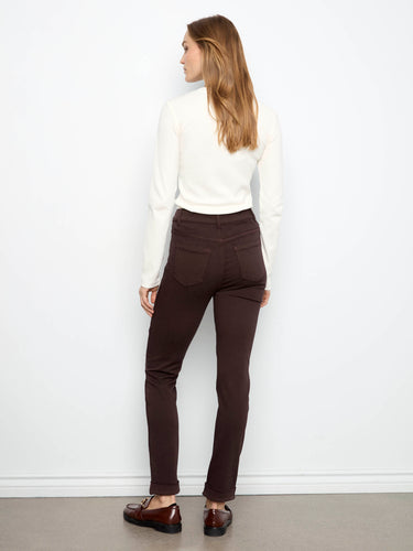 Move freely throughout your day in these stretch twill crafted trousers by our brand, ensuring ease and grace in motion. By Charlie B.