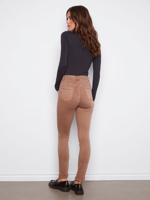 Cuffed Hem Twill Jeans - Truffle