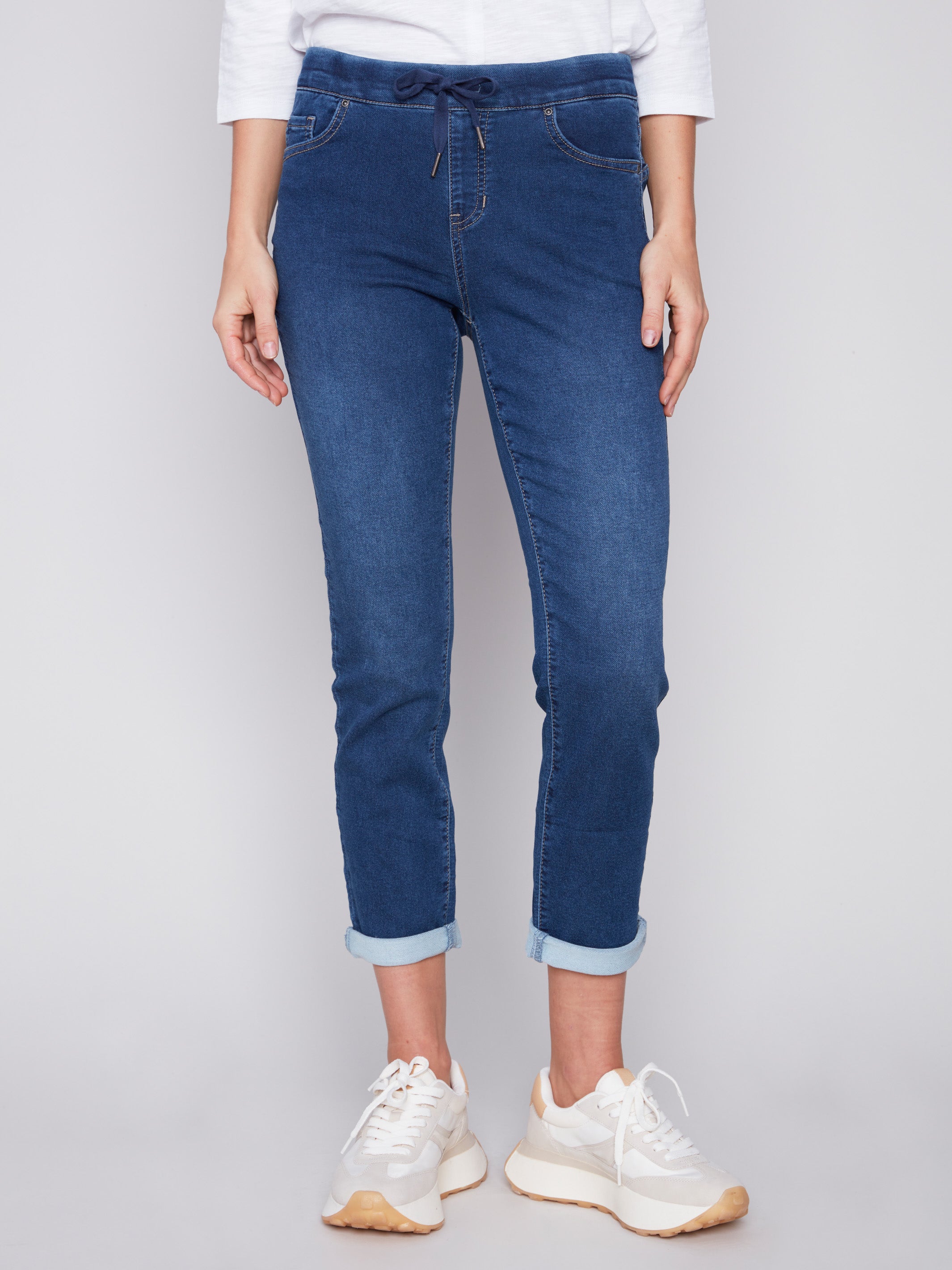 Charlie B Knit Denim Jogger Pants - Indigo - Image 2