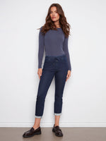 Knit Denim Jogger Pants - Blue Black