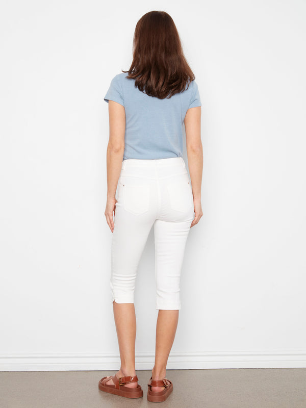 Knee High Capri Twill Pants - White