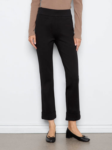 Black ponte pants featuring welt pockets and a comfortable stretch fabric, perfect for any occasion by Charlie B.