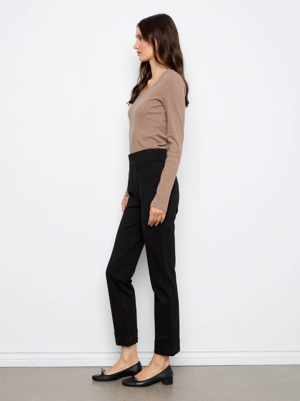 Cuffed Ponte Pants - Black