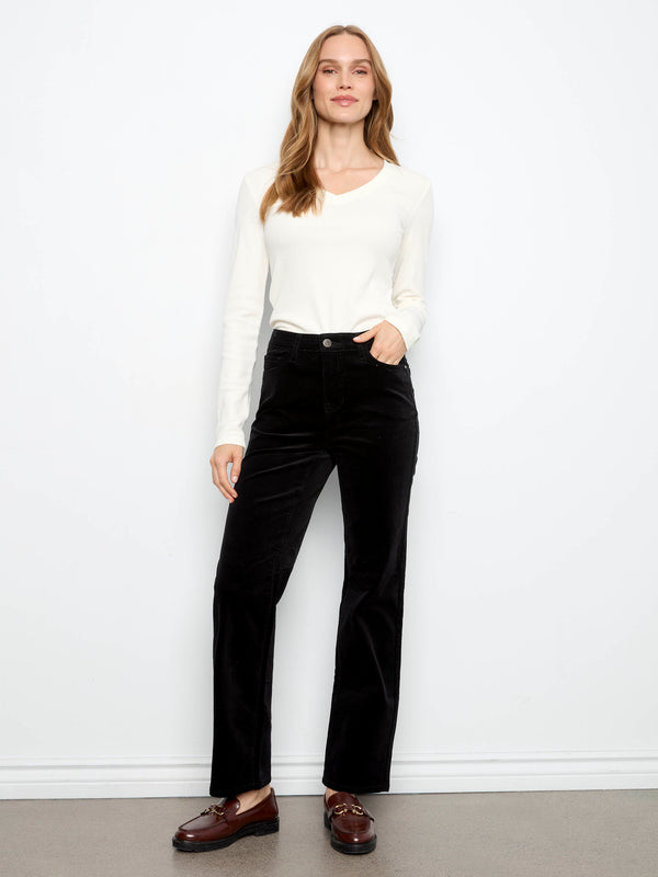 Straight Leg Corduroy Pants - Black