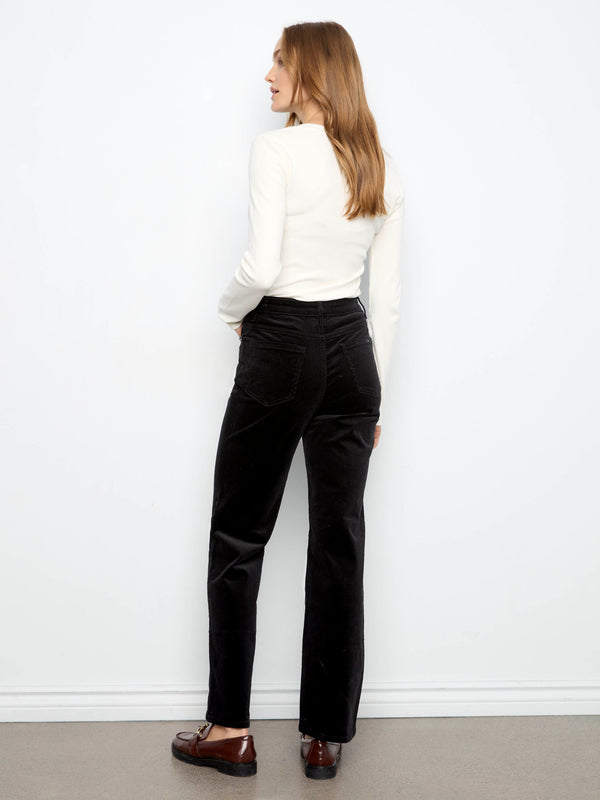 Straight Leg Corduroy Pants - Black