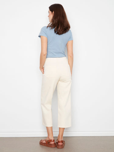 The front buttons add a stylish touch to these classic twill pants by Charlie B.