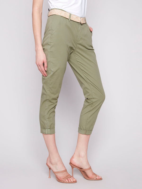 Regular rise celadon slim leg pants that complement any outfit effortlessly by Charlie B.