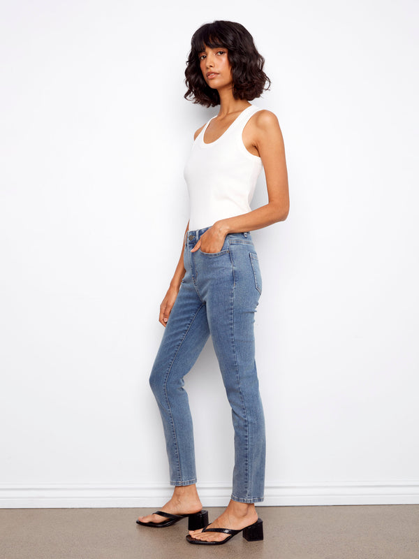 Claudia Slim Leg Jeans - Medium Blue