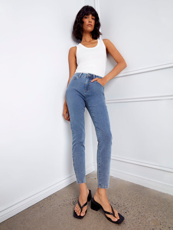 Claudia Slim Leg Jeans - Medium Blue