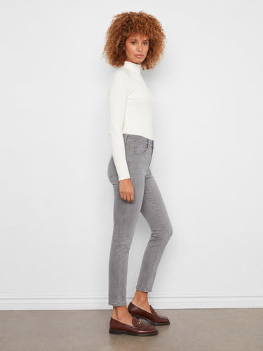 Smoke grey slim leg jeans designed with a regular rise and 5-pocket style for versatile wear by Charlie B.