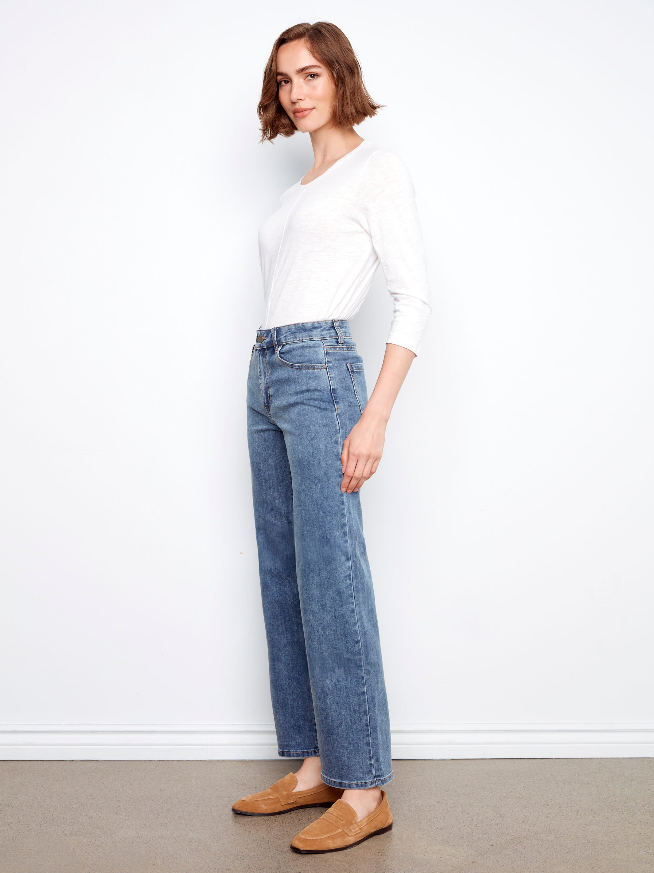 Blue B Collection Chloe Wide Leg Jeans, Medium Blue | Wide Leg Jeans | Charlie B ...
