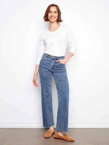 Chloe Wide Leg Jeans - Medium Blue