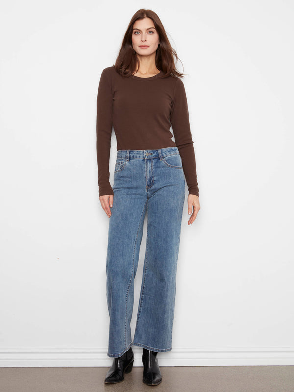 Chloe Wide Leg Jeans - Medium Blue
