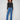 Blue wide-leg jeans in stretch corduroy denim with a stylish striped pattern by Charlie B.