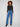 Blue wide-leg jeans in stretch corduroy denim with a stylish striped pattern by Charlie B.