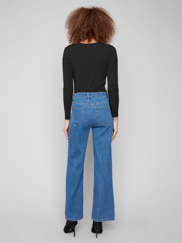 Wide Leg Corduroy Jeans - Stripes