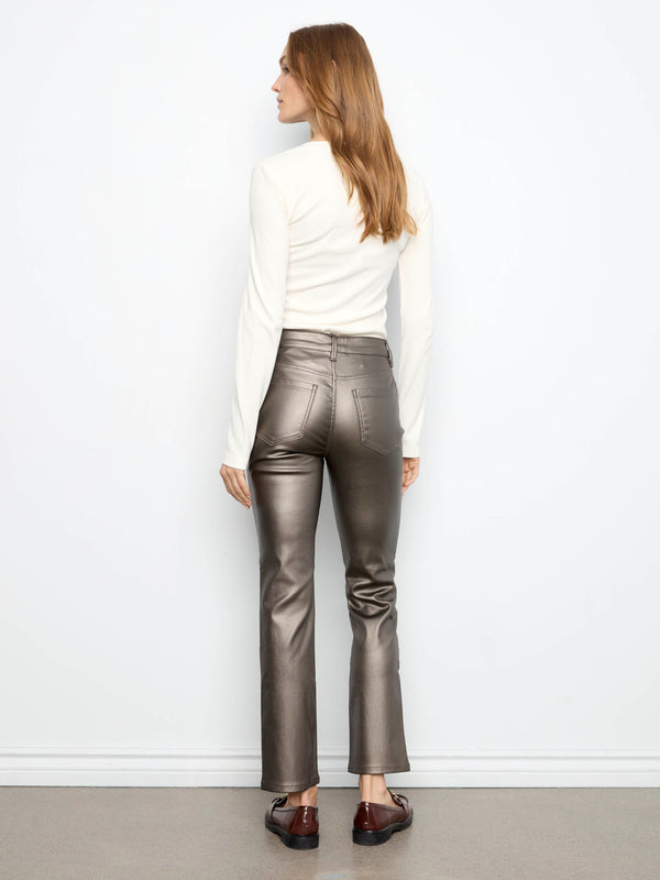 Slim Leg Metallic Wax Twill Pants - Hunter