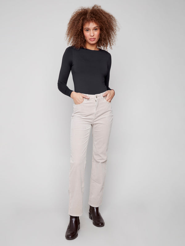 Oat corduroy pants in a long length, featuring a straight fit and classic style, perfect for any occasion by Charlie B.