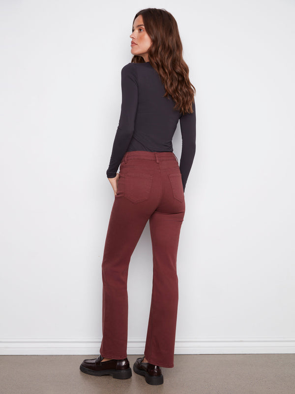 Showcase special rivets on these chic cabernet-colored pants, adding a touch of elegance by Charlie B.