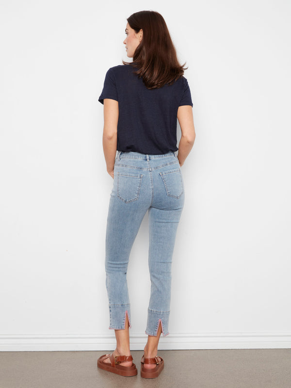 Stretch denim in these light blue jeans ensures comfort and style all day long by Charlie B.